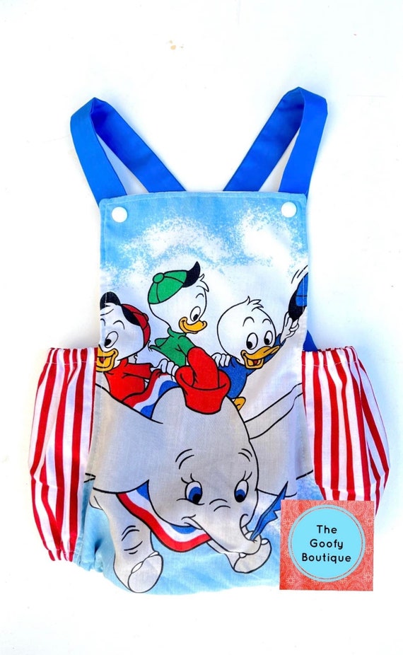 Dumbo Romper Vintage Disney Baby Toddler Boys Clothes 0-3t Sun Suit Sunsuit  Circus Elephant Retro Big Top
