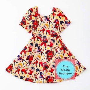Disney Incredibles Dress twirl dress Incredible Pixar Toddlers Girls Tweens Cruise