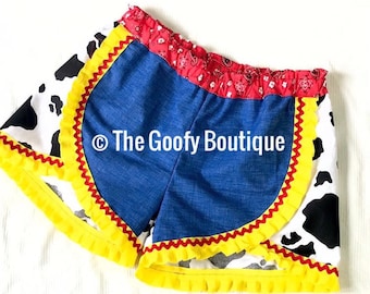 Womens Toy Story Shorts Mommy Me Disney clothes Jesse Woody Disney outfit  Cow girl Cow Print sizes 0-24 Womens Plus size Disney