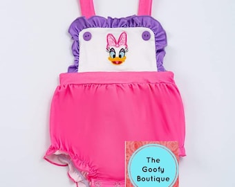Daisy Duck bubble romper Sunsuit embroidered READY TO SHIP Disney Baby  Clothes Donald Minnie Mickey