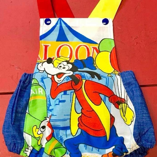 Goofy Romper Vintage Disney Baby Toddler Boys Clothes 0-3t Sun Suit Sunsuit