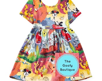 Runaway Railway Vestido de ferrocarril Vintage Mickey Minnie y amigos Disney Vestido Disneyland Disney World