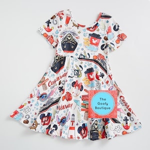 Disney Cruise  Dress Twirl Ready to ship 2t 3t 4t 5 6 7 8 10 12 14 16 18 20 DCL Disney Dress Disney Sea Kids Toddler Tween Nautical Castaway