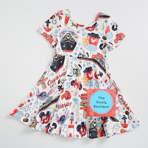 Disney Cruise  Dress Twirl Ready to ship 2t 3t 4t 5 6 7 8 10 12 14 16 18 20 DCL Disney Dress Disney Sea Kids Toddler Tween Nautical