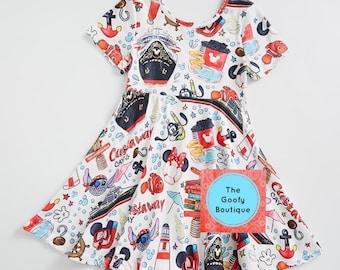 Disney Cruise Dress Twirl Listo para enviar 2t 3t 4t 5 6 7 8 10 12 14 16 18 20 DCL Disney Dress Disney Sea Kids Toddler Tween Nautical