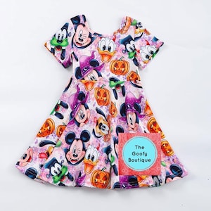 Disney Mickey and Friends Fab 5 Faces Halloween twirl dress Ready to ship Not So Scary Baby Toddler Girls Big Girls Teen