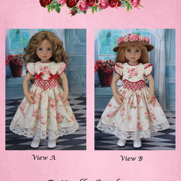 PDF "Butterfly Garden" Smocked Dress Pattern for 13" Dianna Effner Little Darling Dolls by Doll Heirloom Designs