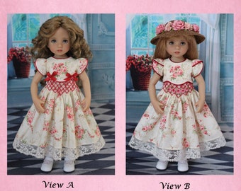 May include: A dress pattern for 13-inch Little Darling dolls, called "Butterfly Garden" by Doll Heirloom Desings. The pattern shows two dolls wearing the dress, one with a hat and one without.