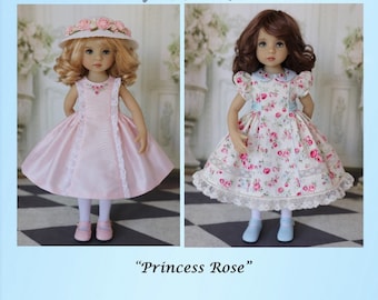 PDF "Princess Rose"  Embroidered Dress Pattern for 13" Dianna Effner Little Darling Dolls by Doll Heirloom Designs