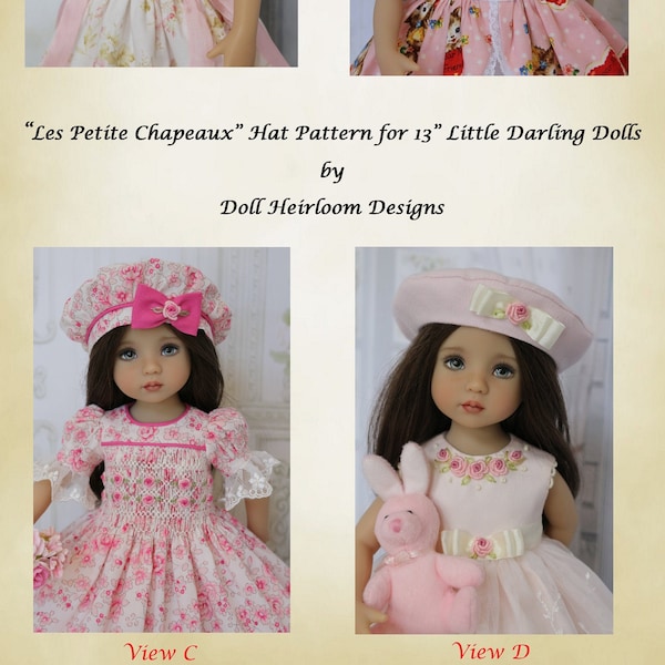 PDF "Les Petite Chapeaux" Beret and Hat Pattern 13" Dianna Effner Little Darling Dolls by Doll Heirloom Designs