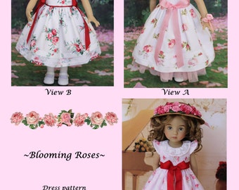 PDF "Blooming Roses"  Dress Pattern for 13" Dianna Effner Little Darling Dolls by Doll Heirloom Designs