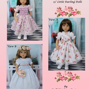 PDF &quot;Beautiful Roses&quot; Classic High Yoke Smocked Dress Pattern for 13&quot; Dianna Effner Little Darling Dolls by Doll Heirloom Designs