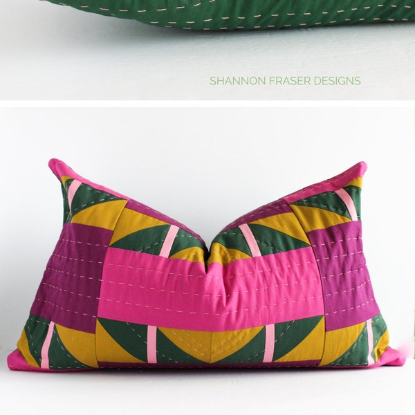 Shattered Star Lumbar Quilted Pillow Pattern | Modern Beginner Friendly Quilt Pattern