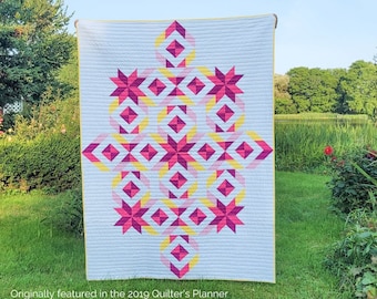 Etched Diamond Quilt | Modern Beginner Friendly Half Square Triangle Quilt Pattern