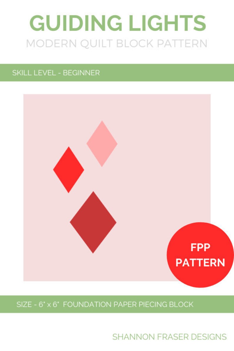 Floating Diamonds Foundation Paper Piecing Block Pattern Guiding Lights Modern FPP Quilt Block Pattern image 4