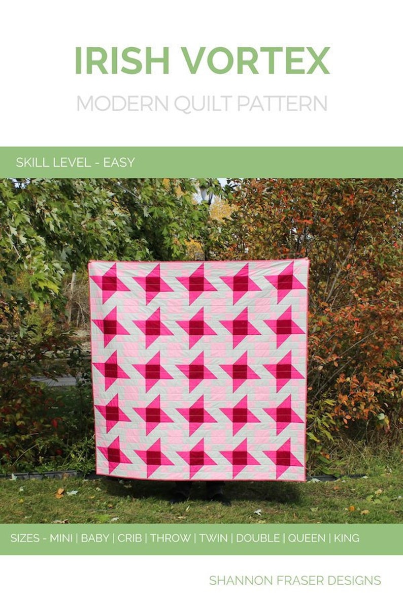 Irish Vortex Quilt Pattern Beginners Quilt Pattern Modern Quilt Pattern Fast & Easy Quilting image 1