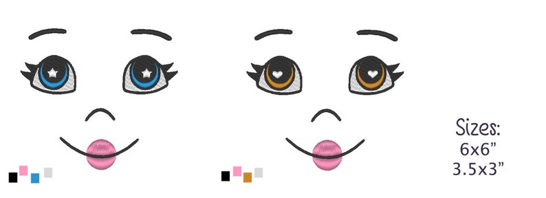 Doll faces machine embroidery designs for ooakdiy dolls 7  etsy Doll faces machine embroidery designs for ooakdiy dolls 7  etsy