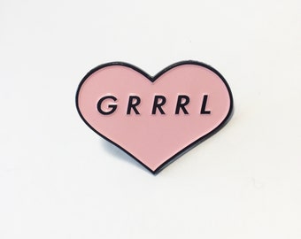 GRRRL heart enamel pin by badge