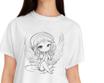 Conjunto de pijama cristão – Roupa de dormir feminina com estampa de anjo