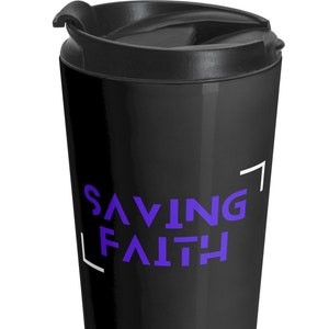 Christian Stainless Steel Travel Mug, Faith-Based Travel Mug, Religious Drinkware, Bible Quote Mug, Inspirational Coffee Cup, Christian Gift