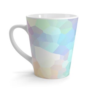 Pastel Geometric Latte Mug, Coffee Cup, Kitchen Decor, Gift for Her, Morning Brew, Colorful Drinkware