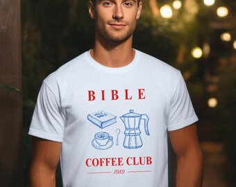 Coffee Club T-Shirt, Bible Theme Tee, Unisex Casual Top, Perfect for Coffee Lovers, Faith-Based Gift, Church Group Apparel