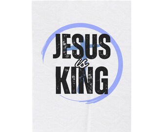 Manta de terciopelo "Jesús es el Rey": Decoración religiosa para el hogar