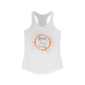 Racerback Tank, Christian Jesus Christ King Women&#39;s Ideal Sleeveless Top, Religious Workout Gear, Fitness Apparel, Inspirational Graphic