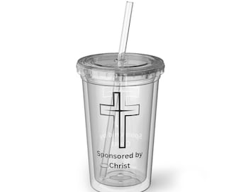 Christian Acrylic Cup: Christ Cross Design, 16oz Travel Mug