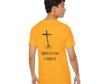 Faith-Inspired Unisex Tee, Spiritual Shirt, Christian Apparel, Rooted in Christ Tee, Religious Graphic T-Shirt
