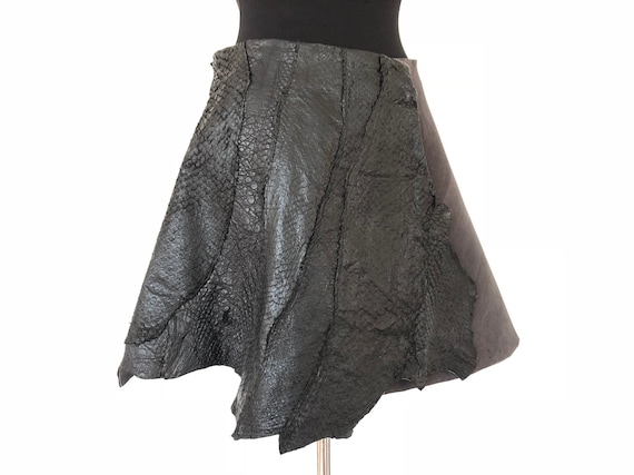 Black Leather Skirt Cork and Leather Skirt Made in Italy Etsy UK