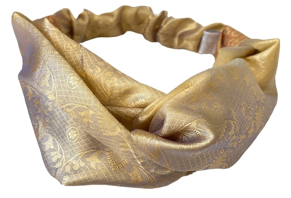 Gold Silk Headband, women hair accessories made in Italy