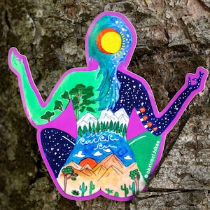 Yoga Sticker: "Mountain Meditation" / Vinyl 4"