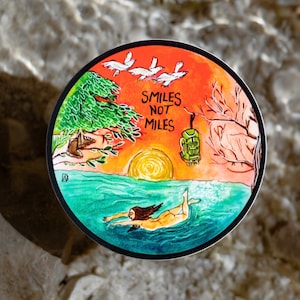 Hiking Sticker: &quot;Smile Not Miles&quot; / Vinyl 3.7&quot;