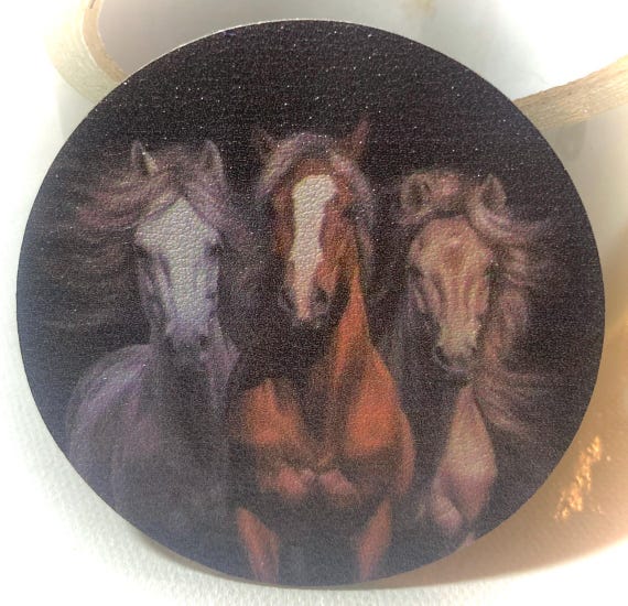 19 VINTAGE delicate Horse Head  Brass LOCKETS with purchase you get 10 HORSE Car Coasters Buckskin Grey & Chestnut Ponies 4 Gifts or Resale View 2