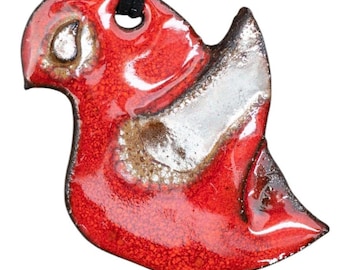 Handmade Ceramic Bird Pendant Necklace: Playful Nature Jewelry