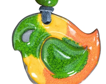 Handmade Ceramic Bird Pendant Necklace: Boho Artisan Jewelry