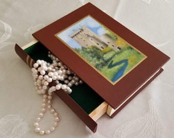 Blarney Castle Hand Painted Wooden Book Box, 8.5" X 6.5" X 1.5"