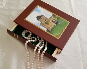 Dunguaire Castle Hand Painted Wooden Book Box, 8.5" X 6.5" X 1.5"