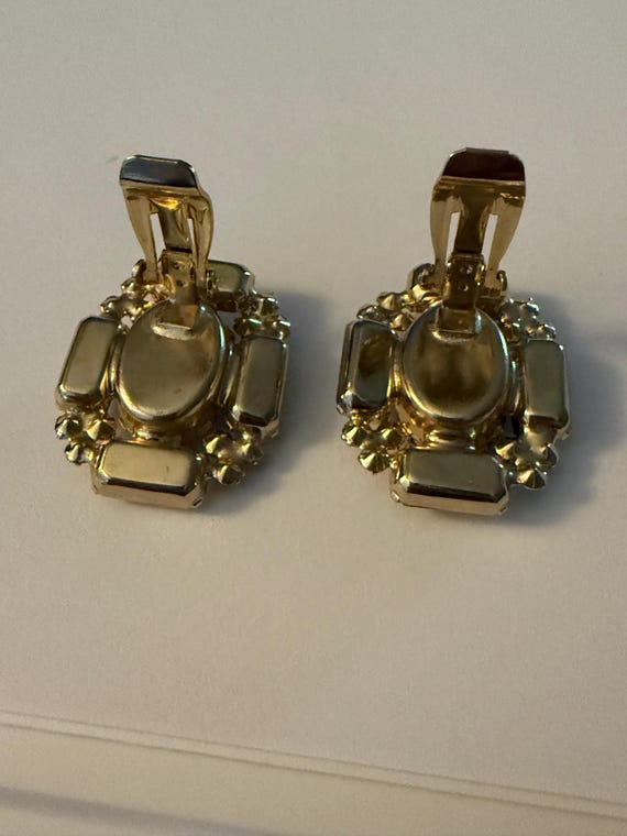 Art deco oval and rectangular rhinestone Clip on … - image 8