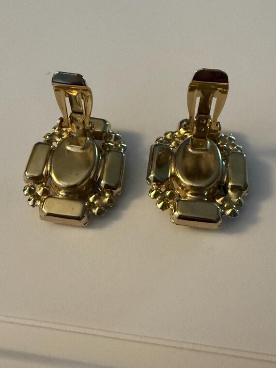 Art deco oval and rectangular rhinestone Clip on … - image 9