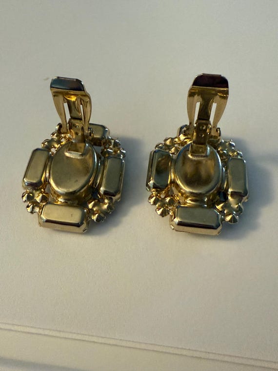 Art deco oval and rectangular rhinestone Clip on … - image 10