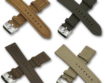 Quality Suede Genuine Leather Watch Strap Band Steel Buckle 20mm 22mm 24mm