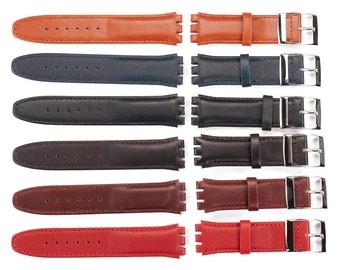 Genuine Calf Leather Watch Strap For Swatch Replacement 6 Colours 17mm - 19mm New