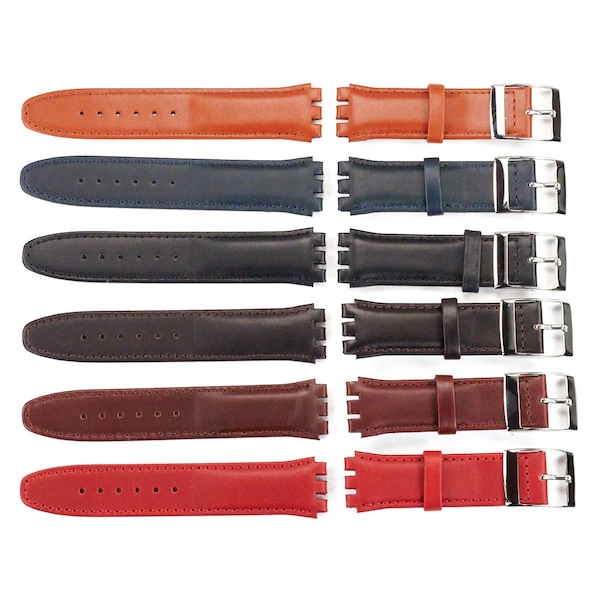 Genuine Calf Leather Watch Strap For Swatch Replacement 6 Colours 17mm - 19mm New