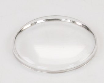 Ersatz-HIGH DOME Sternkreuz Acryl Uhrenglasuhr Glaskristall silberfarben Spannring 27-33,6mm gewölbt