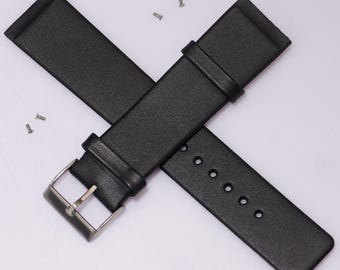 Correa de reloj de cuero negro de 22 mm – Correa de repuesto Skagen con tornillos