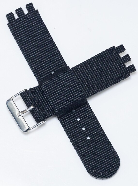 Tough Black Nylon Canvas Watch Strap Replacement for Swatch Band