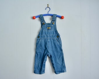 Vintage Baby Osh Kosh Classic Blue Denim Overalls. Made in US 90s Overalls Size 24M. Toddler Vintage Jean Clothing. Unisex Denim Overalls