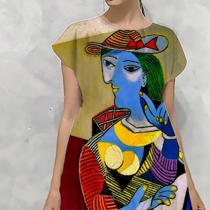 Picasso, modern art painting, Dress  art print, cubism, Pablo Picasso dress, Seated Woman Marie-Therese , Wearable Fashion Clothing, picasso